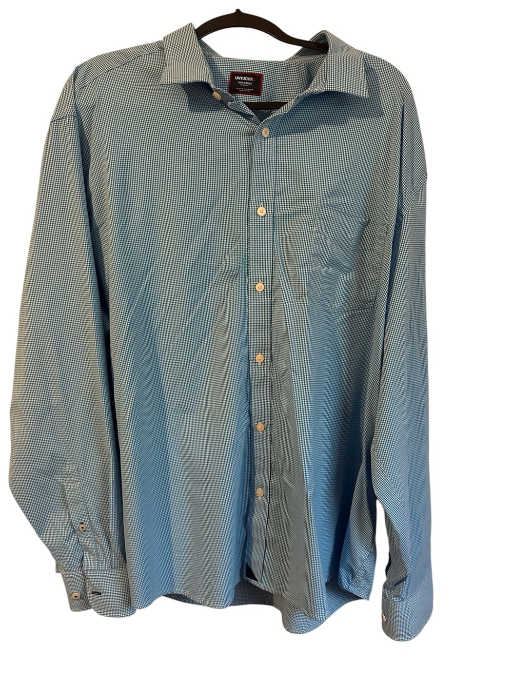 Untuckit baby blue plaid long sleeve shirt men’s 3xl
